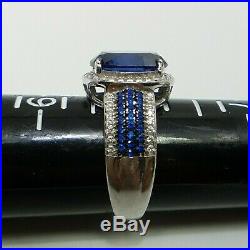 Sterling Silver Synthetic Blue Spinel With Cubic Zirconia Accents Ring Size 8