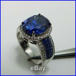 Sterling Silver Synthetic Blue Spinel With Cubic Zirconia Accents Ring Size 8