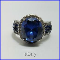 Sterling Silver Synthetic Blue Spinel With Cubic Zirconia Accents Ring Size 8