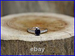 Sterling Silver Synthetic Sapphire and Cubic Zirconia Ring Size 8