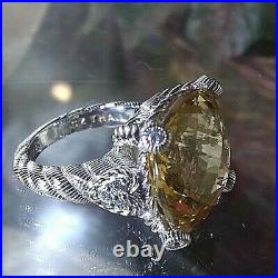 Sterling Silver Topaz Ring W Cubic Zirconia Hearts. Judith Ripka Size 6