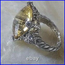 Sterling Silver Topaz Ring W Cubic Zirconia Hearts. Judith Ripka Size 6