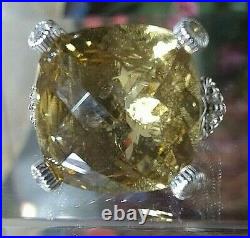Sterling Silver Topaz Ring W Cubic Zirconia Hearts. Judith Ripka Size 6