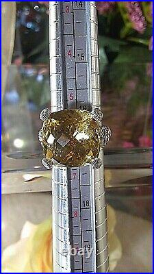 Sterling Silver Topaz Ring W Cubic Zirconia Hearts. Judith Ripka Size 6