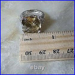 Sterling Silver Topaz Ring W Cubic Zirconia Hearts. Judith Ripka Size 6