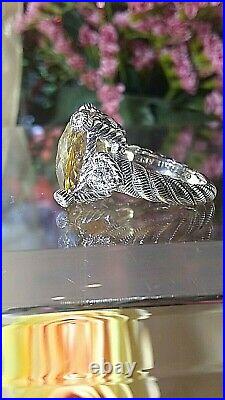 Sterling Silver Topaz Ring W Cubic Zirconia Hearts. Judith Ripka Size 6