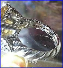 Sterling Silver Topaz Ring W Cubic Zirconia Hearts. Judith Ripka Size 6