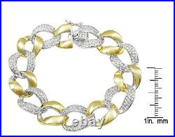 Sterling Silver Two-tone Finish Cubic Zirconia Open Link Bracelet