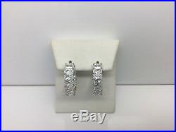 Sterling Silver & White Baguette Cubic Zirconia Hoop Earrings