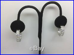 Sterling Silver & White Baguette Cubic Zirconia Hoop Earrings