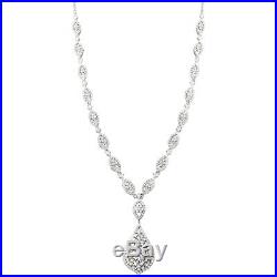 Sterling Silver White Cubic Zirconia Lariat Necklace, 16'' with 2'' Extender