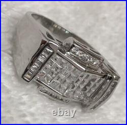 Sterling Silver Wide Ring with White Square & Round Cubic Zirconia