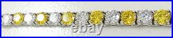 Sterling Silver Yellow Clear Cubic Zirconia Necklace Box Clasp Safety Catch