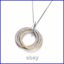 Sterling Silver Yellow & Rose Gold Plated Cubic Zirconia Pendant with 18 Chain