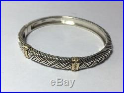 Sterling Silver and 14k Yellow Gold Cubic Zirconia Bangle Bracelet