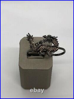 Sterling silver 925 Dragon Two-fingers Ring Cubic Zirconia