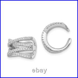 Sterling silver Cubic Zirconia Cuff Wrap Earring set of 1 adjustable cuff
