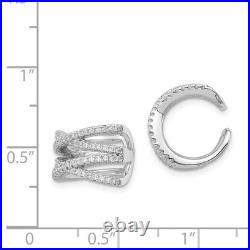Sterling silver Cubic Zirconia Cuff Wrap Earring set of 1 adjustable cuff
