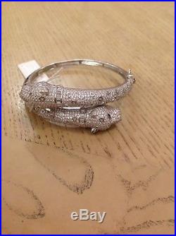 Sterling silver cubic zirconia Panther Style Bangle