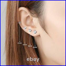 Stud Earrings Set For Women 4 Pair Sterling Silver Cubic Zirconia Hypoallergenic