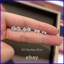 Stud Earrings Set For Women 4 Pair Sterling Silver Cubic Zirconia Hypoallergenic