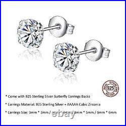 Stud Earrings Set For Women 4 Pair Sterling Silver Cubic Zirconia Hypoallergenic