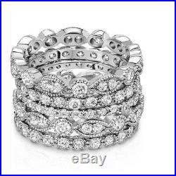 Stunning 9.25 S. Silver Stackable Cubic Zirconia 5 Ring Set Val $520.00 8