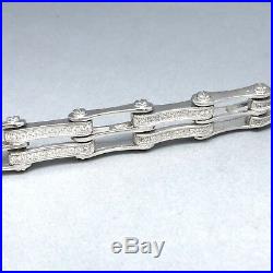 Stunning 925 Sterling Silver Cubic Zircon Stone Set Men's Gate Bracelet 1916