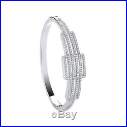 Stunning 925 Sterling Silver Cubic Zirconia Rectangles Ladies Bangle Gift Boxed