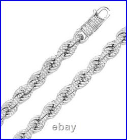 Stunning 925 Sterling Silver Ladies Rope Chain with Cubic Zirconia/CZ