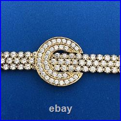 Stunning 925 Sterling Silver Vermeil Cubic Zirconia CZ Statement Tennis Bracelet