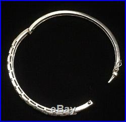 Stunning Estate Sterling Silver & Cubic Zirconia Hinged Bangle Bracelet 8 1/8