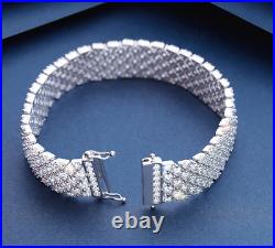 Stunning High Quality Cubic Zirconia Bracelet, 18K White Gold Plated Silver