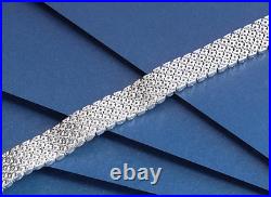 Stunning High Quality Cubic Zirconia Bracelet, 18K White Gold Plated Silver