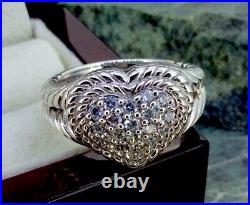 Stunning Judith Ripka Sterling Silver 925 Qvc Diamonique Cz Heart Ring Size S