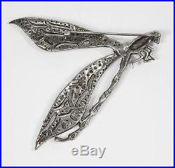 Stunning Large Runway Cubic Zirconia Sterling Silver Dragonfly Brooch Pin