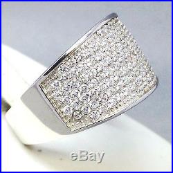 Stunning Micro-pave 925 Sterling Silver Cubic Zircon Dress Ring Size Q 355