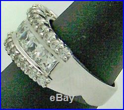 Stunning Wide Estate Cubic Zirconia Sterling Silver Cocktail Ring Size 8