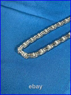 Stylish Cage 925 Sterling Silver Chain Mens With Cubics Blingy Hiphop Icey