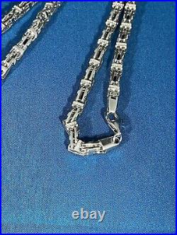 Stylish Cage 925 Sterling Silver Chain Mens With Cubics Blingy Hiphop Icey