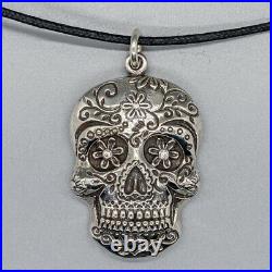 Sugar Candy Skull 925 Sterling Silver Cubic Z pendant Muertos Day of the dead