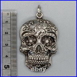 Sugar Candy Skull 925 Sterling Silver Cubic Z pendant Muertos Day of the dead