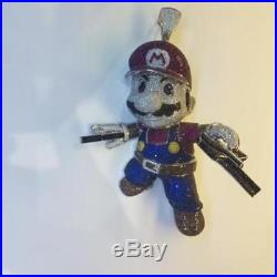 Super Mario Customized 925 Sterling Silver Cubic Zirconia Pendant Free Shipping