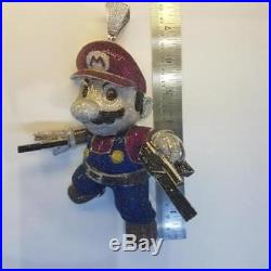 Super Mario Customized 925 Sterling Silver Cubic Zirconia Pendant Free Shipping