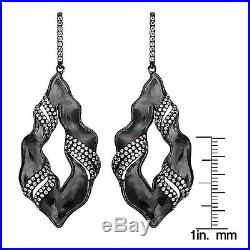 Suzy Levian Black Rhodium-plated Sterling Silver Cubic Zirconia Dangle Earrings
