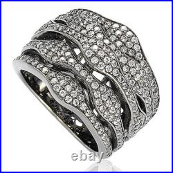 Suzy Levian Blackened Sterling Silver Cubic Zirconia Multi-Level Ring