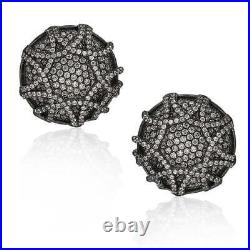 Suzy Levian Blackened Sterling Silver Cubic Zirconia earrings Round