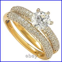 Suzy Levian Bridal Sterling Silver Cubic Zirconia Engagement Ring Band Set