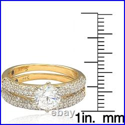 Suzy Levian Bridal Sterling Silver Cubic Zirconia Engagement Ring Band Set