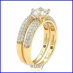Suzy Levian Bridal Sterling Silver Cubic Zirconia Engagement Ring Band Set